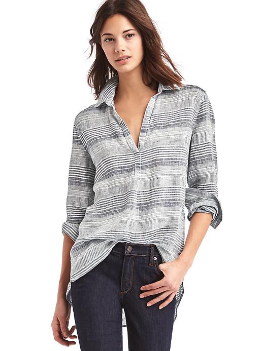 Image number 1 showing, Linen stripe popover tunic