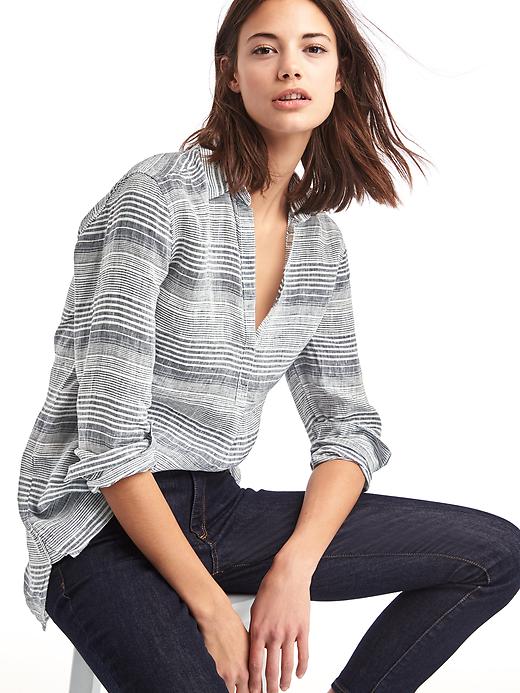 Image number 5 showing, Linen stripe popover tunic
