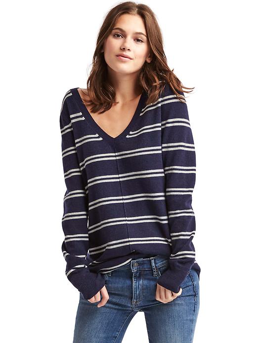 Image number 7 showing, Stripe deep V-neck sweater