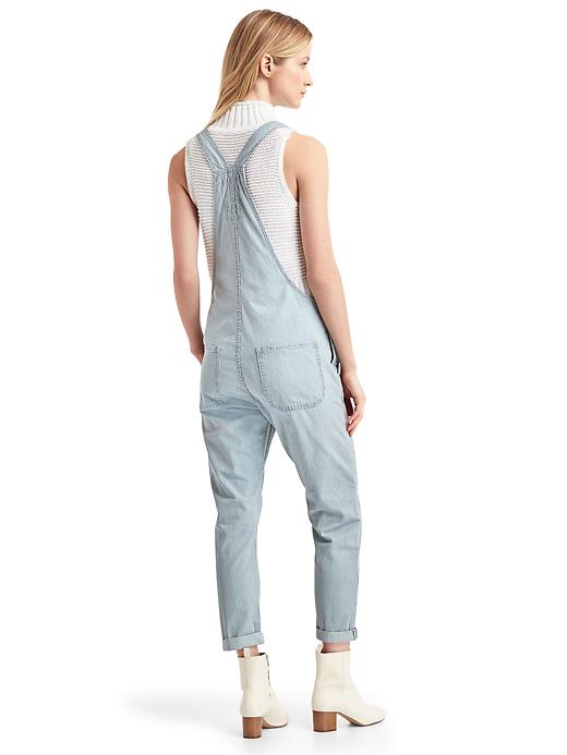 Image number 2 showing, Washwell slouchy railroad stripe crop overalls