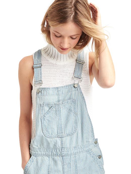 Image number 3 showing, Washwell slouchy railroad stripe crop overalls