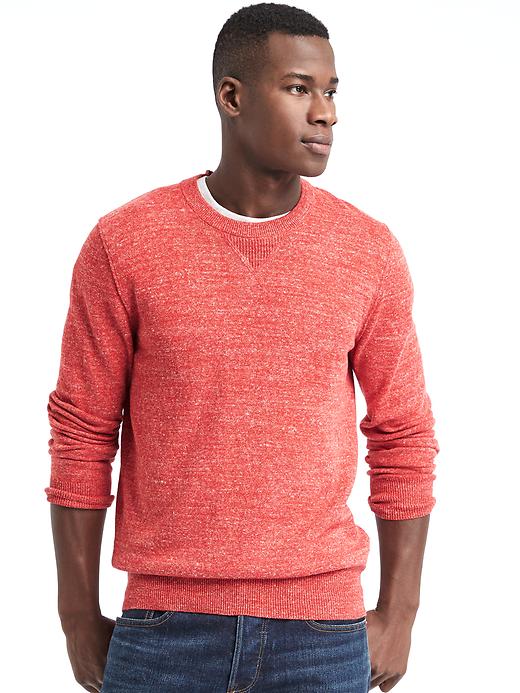 View large product image 1 of 1. Heathered crew sweater