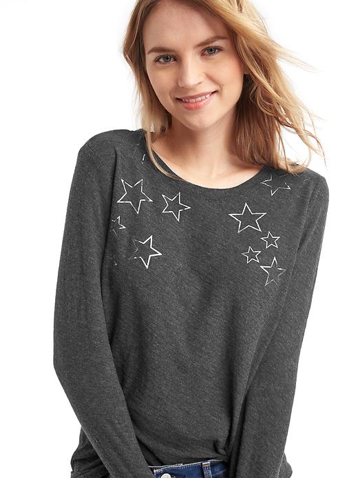 Image number 5 showing, Foil star print long sleeve tee