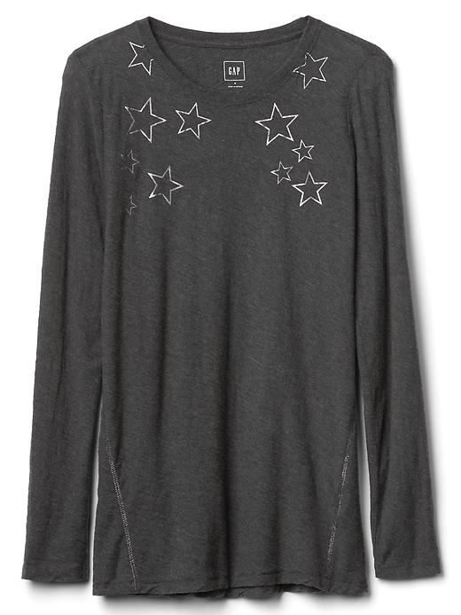 Image number 6 showing, Foil star print long sleeve tee