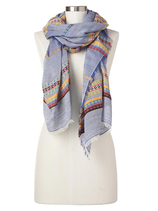 View large product image 1 of 1. Embroidered stripe scarf
