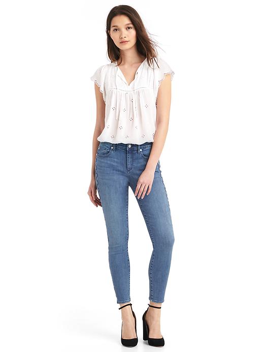 Image number 5 showing, Mid rise embroidered true skinny ankle jeans
