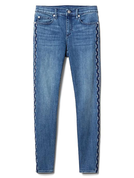Image number 7 showing, Mid rise embroidered true skinny ankle jeans