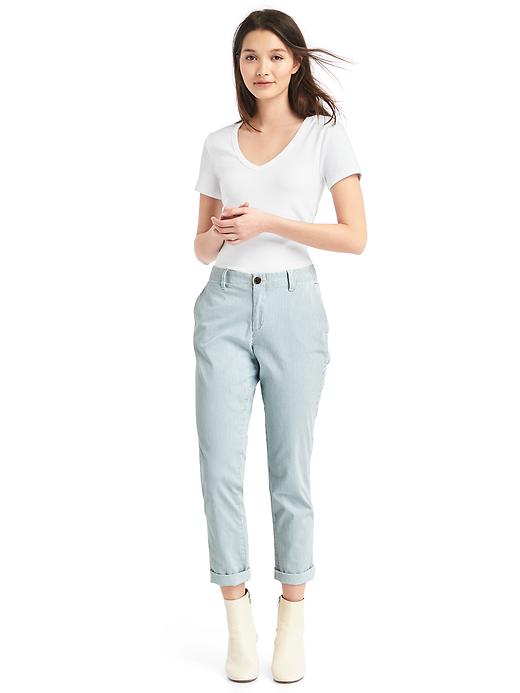 Image number 3 showing, Railroad stripe girlfriend chinos