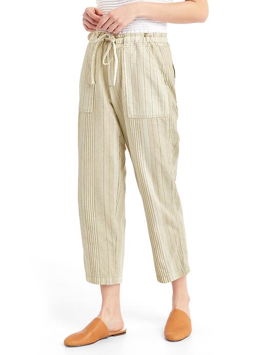 Image number 7 showing, Linen mix-stripe crop pants