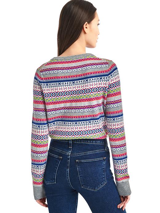 Image number 2 showing, Crazy fair isle merino wool blend sweater