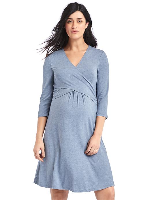 Image number 1 showing, Maternity Three-Quarter Sleeve Wrap Dress