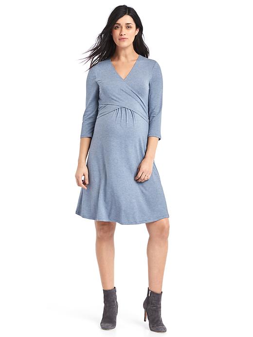 Image number 3 showing, Maternity Three-Quarter Sleeve Wrap Dress