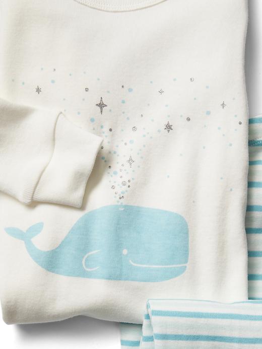 Image number 2 showing, Organic whale and stripes sleep set