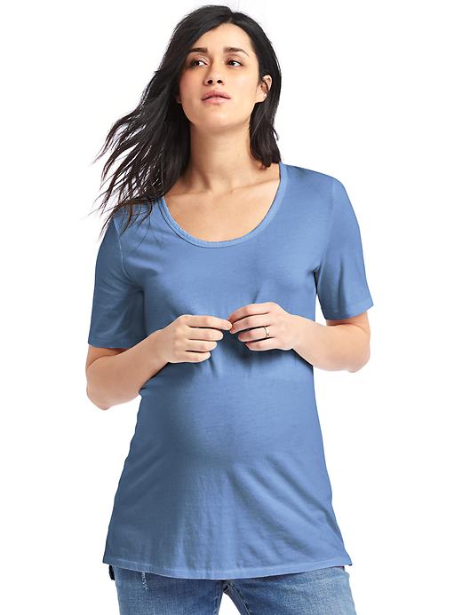 View large product image 1 of 1. Maternity vintage wash scoop tee