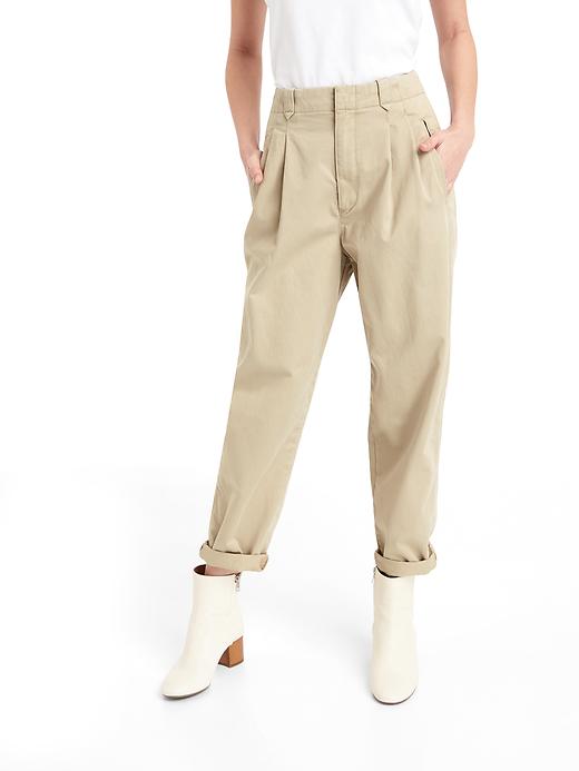 View large product image 1 of 1. The archive re-issue pleated fit khakis