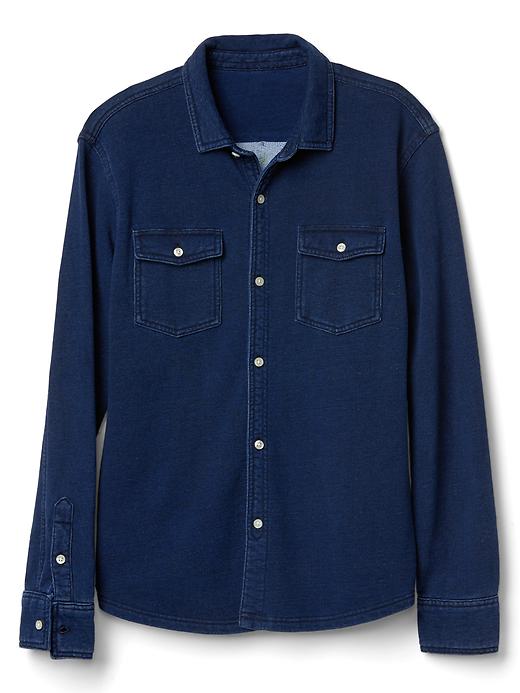 Image number 6 showing, French terry indigo standard fit shirt