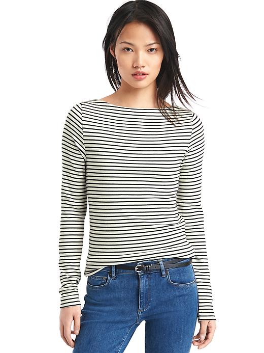 View large product image 1 of 1. Modern stripe long sleeve tee