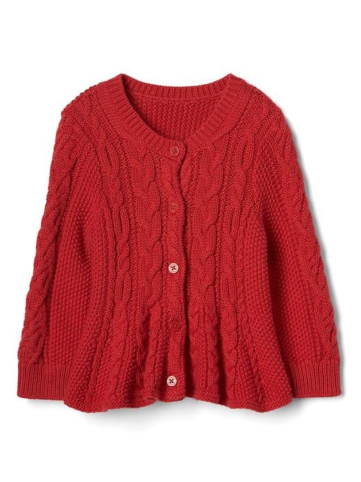 View large product image 1 of 1. Cable knit peplum cardigan
