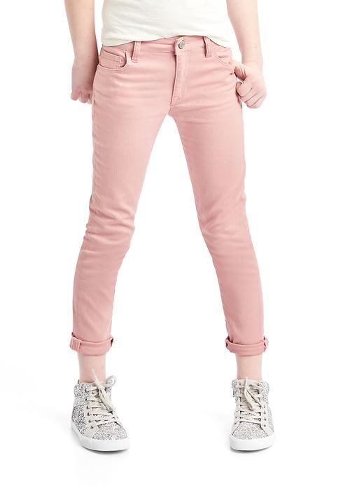 Image number 1 showing, Stretch pink straight crop jeans