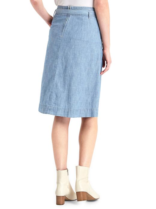 Image number 2 showing, Chambray denim high-rise midi skirt
