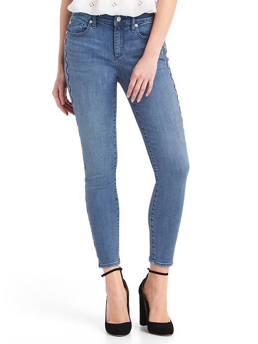 Image number 3 showing, Mid rise embroidered true skinny ankle jeans