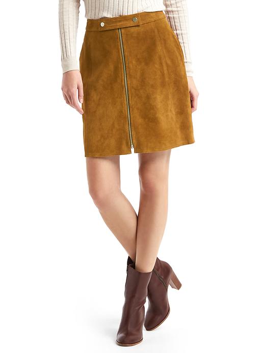 Image number 1 showing, Suede zip skirt