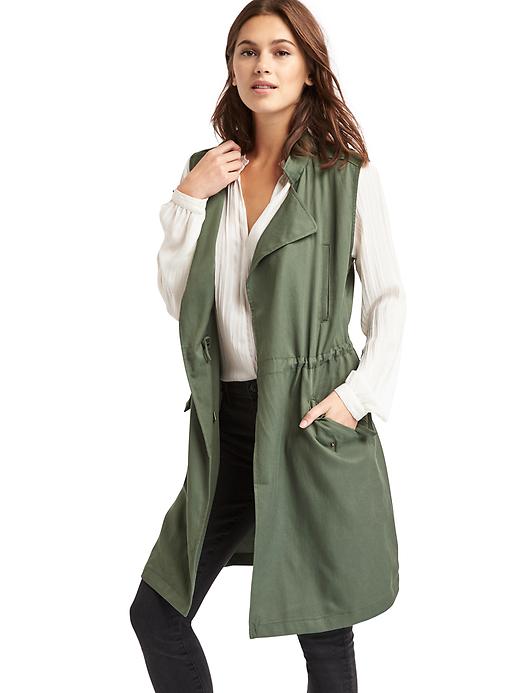 View large product image 1 of 1. Long TENCEL&#153 trench vest