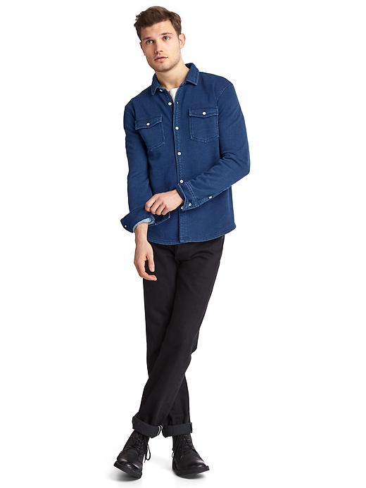 Image number 3 showing, French terry indigo standard fit shirt