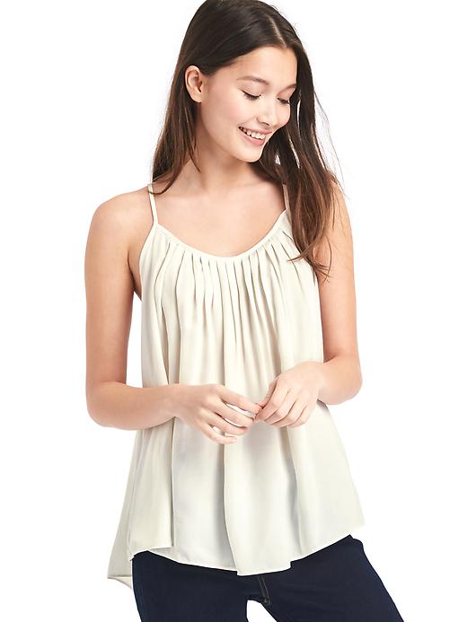 View large product image 1 of 1. Pleat scoop neck tank