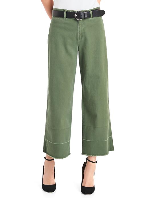 Image number 1 showing, Wide-leg crop high rise chinos