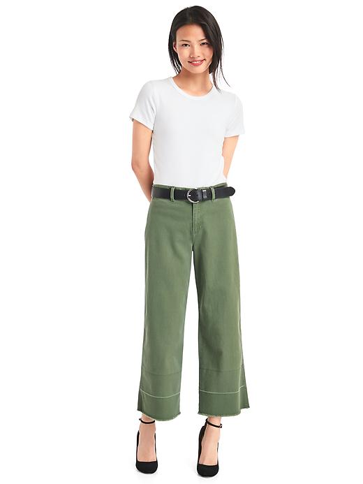 Image number 3 showing, Wide-leg crop high rise chinos