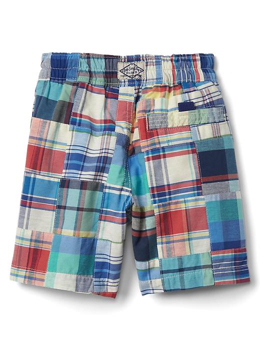 Image number 2 showing, Plaid patchwork swim trunks