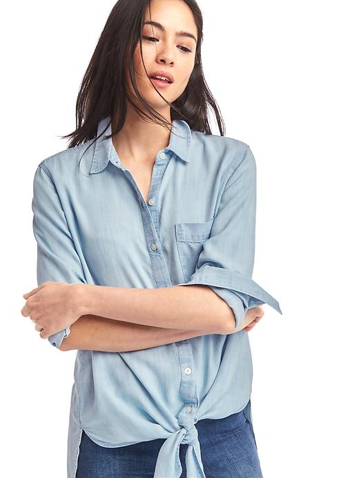 Image number 5 showing, TENCEL&#153 front-tie shirt