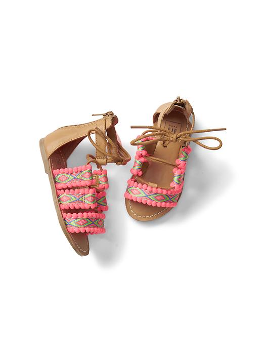 Image number 1 showing, Embroidery lace-up sandals