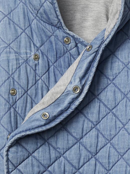 Image number 3 showing, Baby Quilted Chambray Bear One-Piece