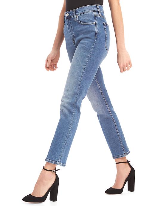 Image number 4 showing, High rise real straight jeans