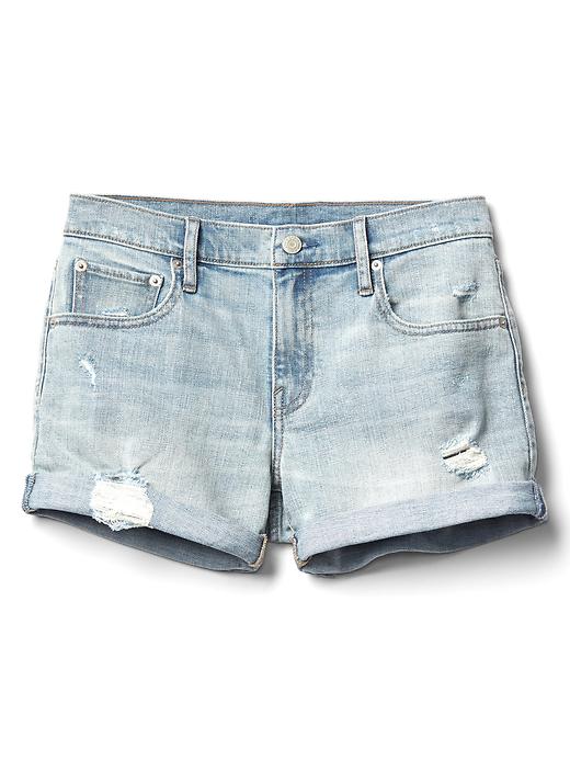 Image number 6 showing, Mid rise destructed denim shorts