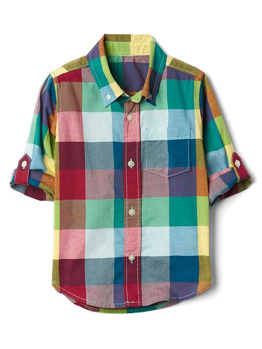 View large product image 1 of 3. Check madras convertible shirt