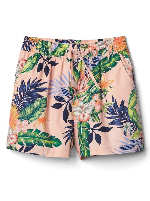 View large product image 1 of 1. Print poplin dolphin shorts