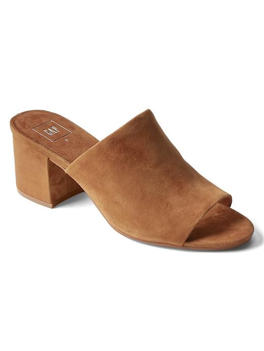 Image number 3 showing, Open-toe suede mules
