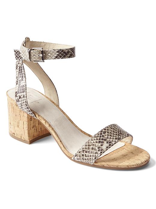 View large product image 1 of 1. Ankle-strap cork block heels