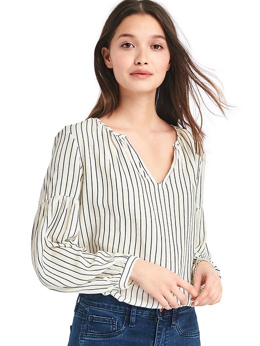View large product image 1 of 1. Split-neck long sleeve blouse
