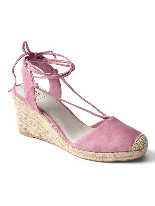 Image number 1 showing, Lace-up espadrille wedges