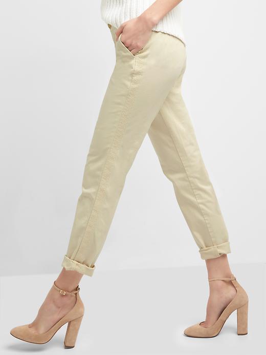 Image number 6 showing, Embroidery side-stripe girlfriend chino