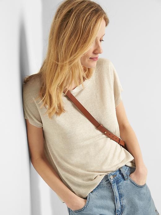 Image number 9 showing, Linen boatneck sweater tee