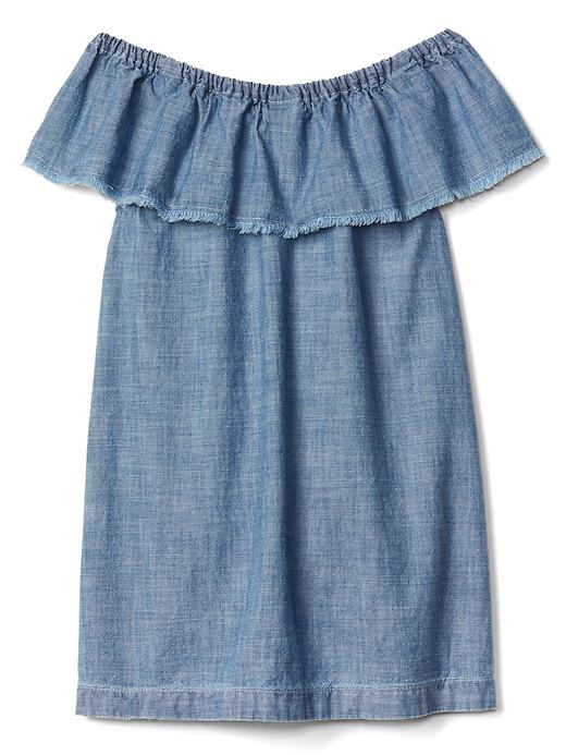 Image number 2 showing, Chambray ruffle dress