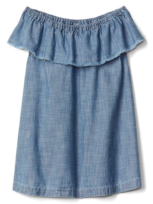 Image number 1 showing, Chambray ruffle dress