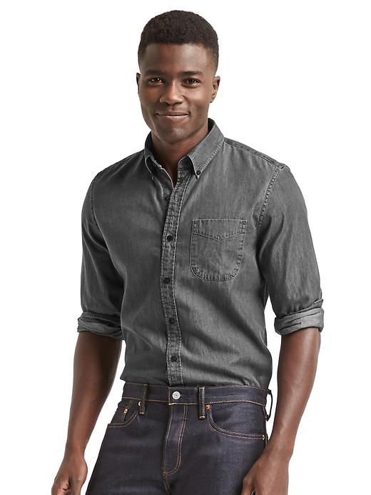 Image number 1 showing, Classic chambray slim fit shirt