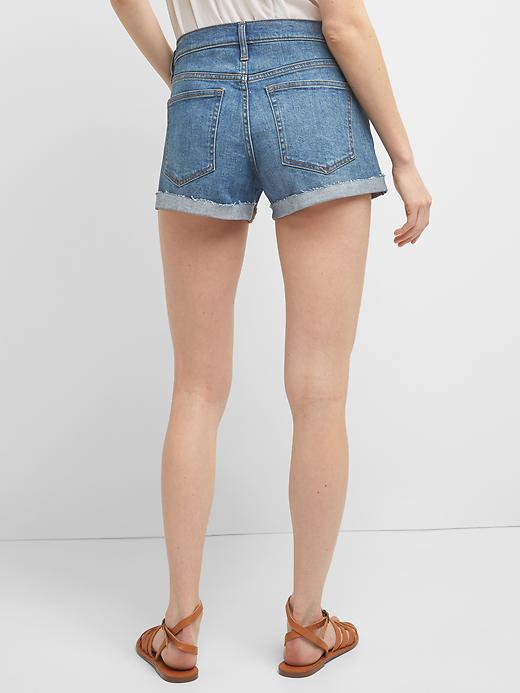 Image number 2 showing, Mid Rise 3" Denim Shorts with Rolled Hem