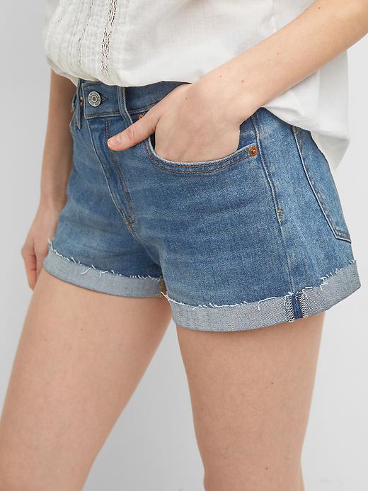 Image number 5 showing, Mid Rise 3" Denim Shorts with Rolled Hem